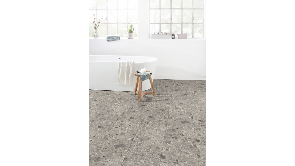 EGGER Grey Triestino Terrazzo Nedvességálló Laminált Padló